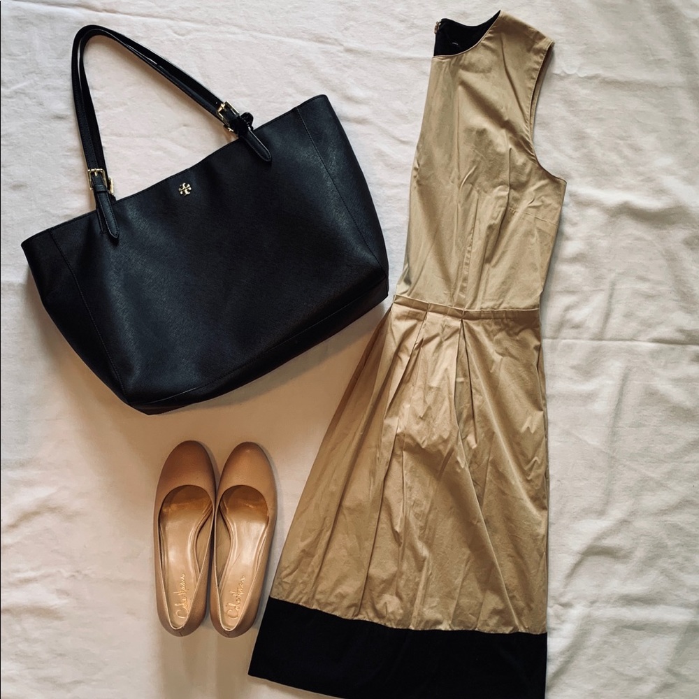 Tan + Black Fit + Flare Dress